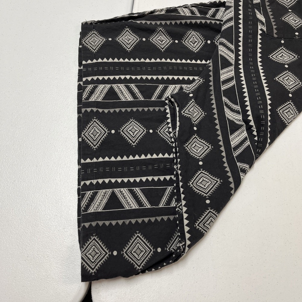 Harem Pants Black Aztec Print Wide Split Let Cropped Boho Hippie Festival Indie - Picture 14 of 14